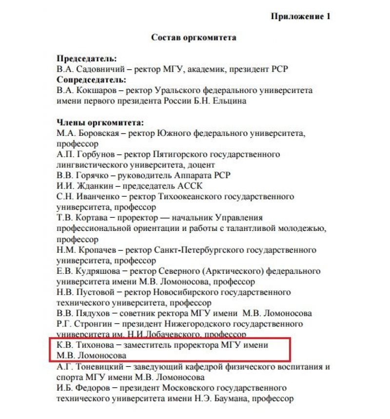 Должность дочери Путина / navalny.com