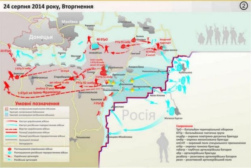 Иловайский котел карта боевых действий