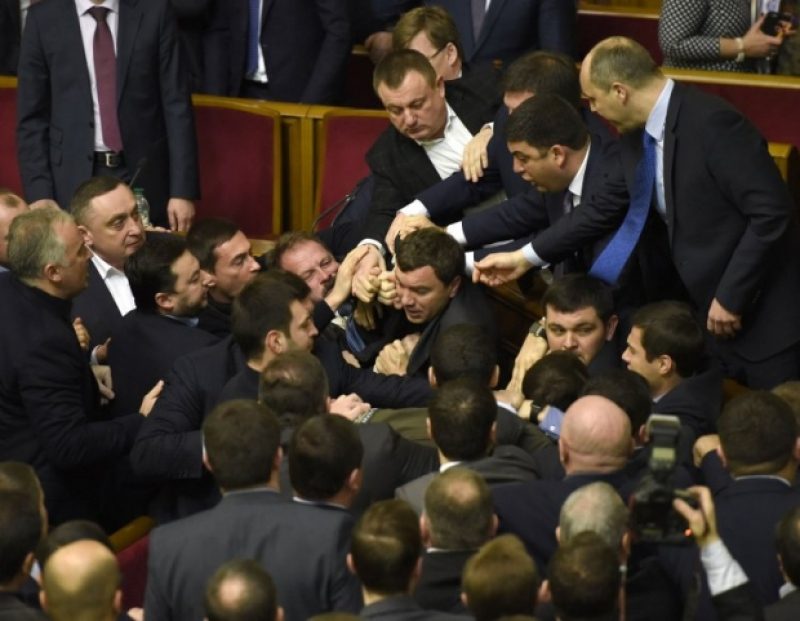 Yatsenyuk’s address to the Rada ended in a brawl / Photo from UNIAN