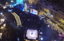 Празднование Нового года в центре Киева сняли с высоты птичьего полета (видео)