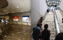 Проливной дождь в Вашингтоне превратил станцию метро в водопад (видео)