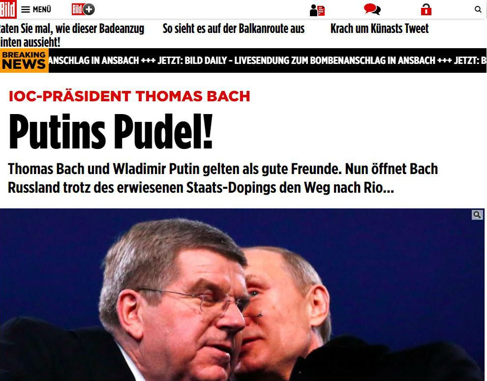 скриншот Bild / Bild назвал Баха скриншот Bild / Bild назвал Баха