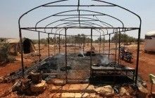 Air strikes thought to be Russian hit displaced camps in Syria