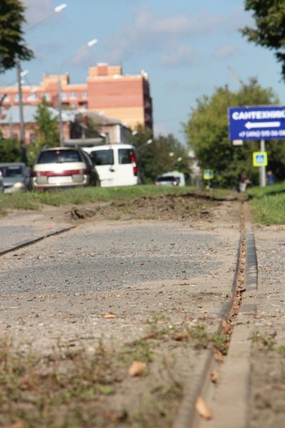 Фото Трамвай на ''грузовичной'' тяге в российском Ногинске 30 августа 2016