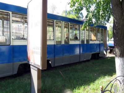 Фото Трамвай на ''грузовичной'' тяге в российском Ногинске 30 августа 2016