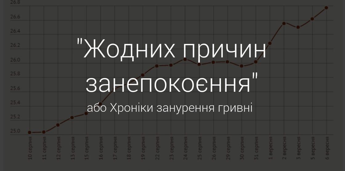 'Жодних причин занепокоєння', або Хроніки занурення гривні: інфографіка