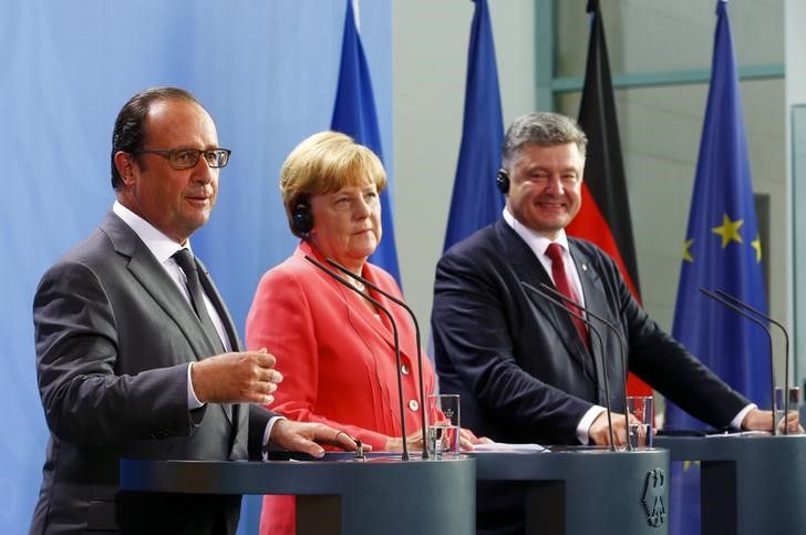 Олланд, Меркель, Порошенко / REUTERS