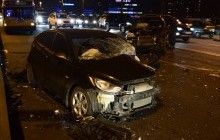 У Києві на мосту Патона сталося лобове зіткнення автомобілів (відео)
