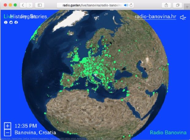 Карта дає змогу слухати радіостанції різних країн / скріншот Карта дає змогу слухати радіостанції різних країн / скріншот