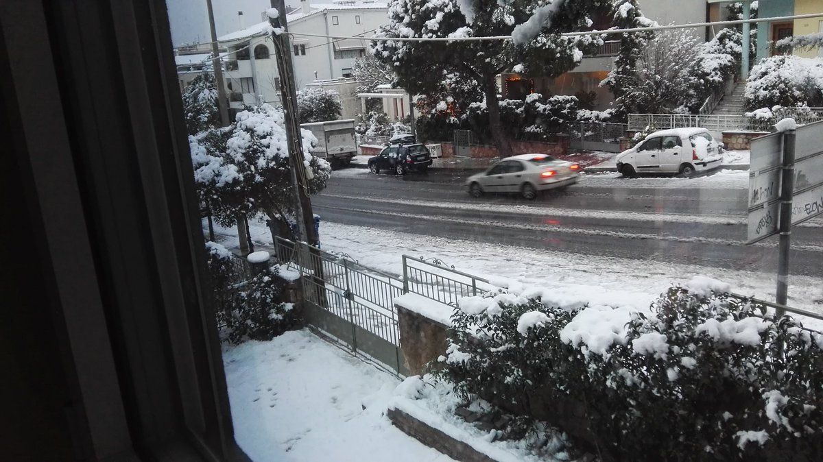 Снегопад в Афинах / twitter.com @passivistas