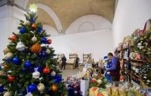 Christmas fair set up at Kyiv museum