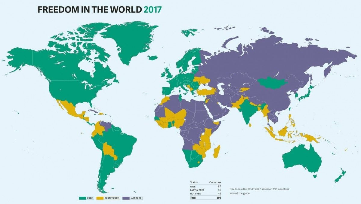 Freedom House Publishes World Map Illustration With Crimea Beyond