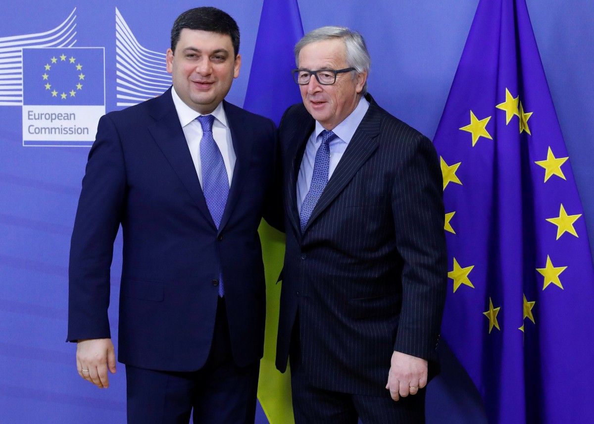 Володимир Гройсман та Жан-Клод Юнкер у Брюсселі / REUTERS Володимир Гройсман та Жан-Клод Юнкер у Брюсселі / REUTERS