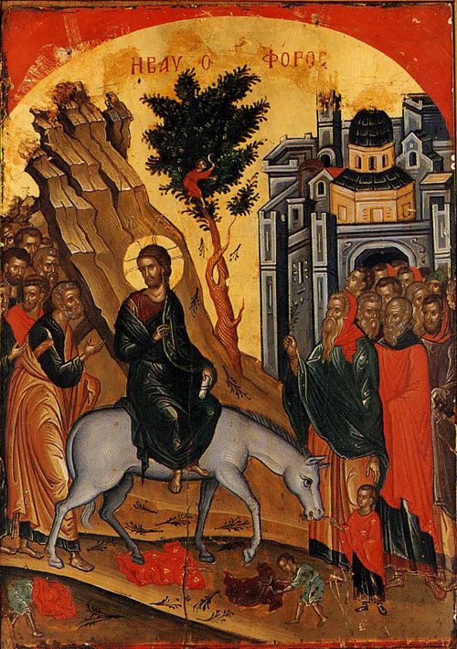 Вхід Господній в Єрусалим. Монастир Ставронікіта, Афон, XVI ст. Майстер Феофан Критський / athos-ukraine.com Вхід Господній в Єрусалим. Монастир Ставронікіта, Афон, XVI ст. Майстер Феофан Критський / athos-ukraine.com