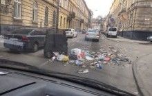 Во Львове неизвестные разбросали по улицам горы мусора (фото)