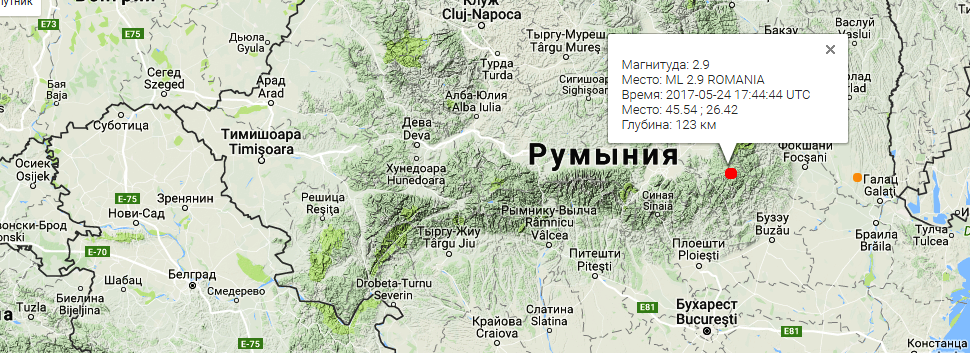В Измаил из Румынии докатились два подземных толчка / Скриншот В Измаил из Румынии докатились два подземных толчка / Скриншот