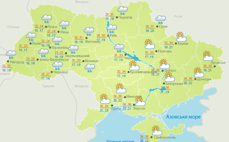 Погода 1 июля / карта Укргидрометцентр Погода 1 июля / карта Укргидрометцентр