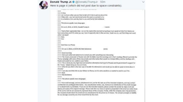 Так виглядає викладена електронне листування / фото twitter.com/DonaldJTrumpJr Так виглядає викладена електронне листування / фото twitter.com/DonaldJTrumpJr