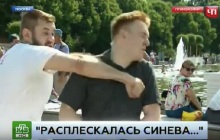 Пропагандисти зробили з п'яного десантника, який напав на журналіста НТВ, "прихильника України" (відео)