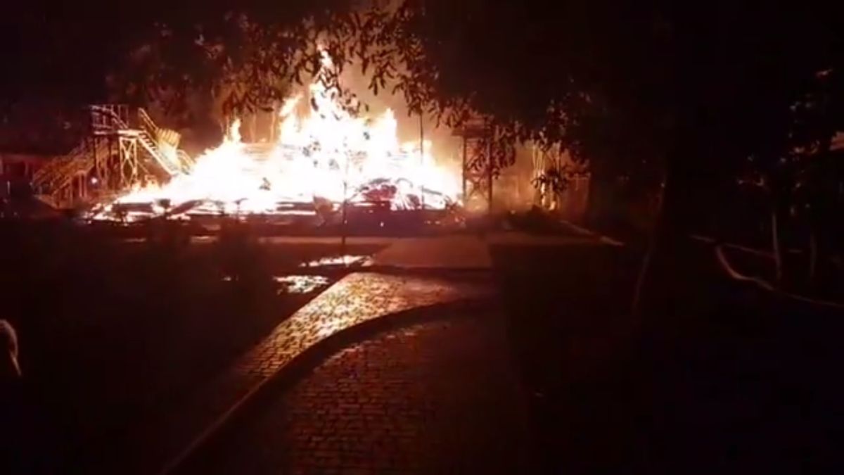 Пожежа в дитячому таборі / скріншот відео Пожежа в дитячому таборі / скріншот відео