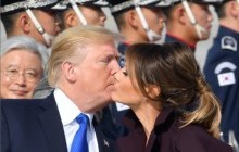 Недоречний прояв почуттів: Трамп пристрасно поцілував Меланію у Сеулі (фото)