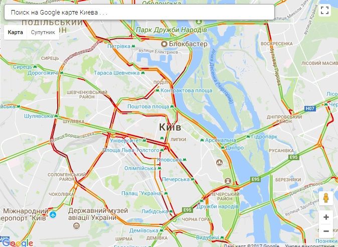 Пробки скували Київ / Скріншот infoportal.kiev.ua Пробки скували Київ / Скріншот infoportal.kiev.ua
