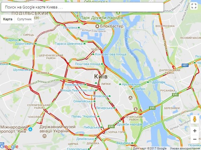 Столицу сковали пробки / Скриншот infoportal.kiev.ua Столицу сковали пробки / Скриншот infoportal.kiev.ua
