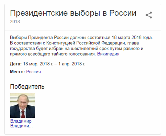 'Википедия' досрочно назвала Путина победителем на выборах президента России-2018 'Википедия' досрочно назвала Путина победителем на выборах президента России-2018
