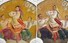 Хустка замість вінка: у московському метро пояснили "деукраїнізацію" фрески (фото)