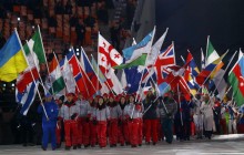 Gold medalist Abramenko carries Ukrainian flag at Winter Olympics 2018 closing ceremony