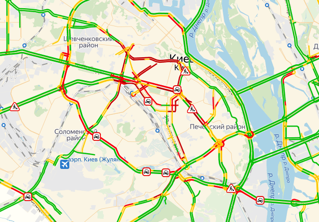Столиця стоїть у 9-бальних заторах / скріншот
