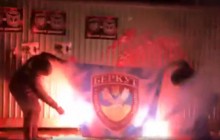 «Автомайдан» протестовал против разгона активистов под Радой: возле базы полиции сожгли флаг «Беркута» (фото)