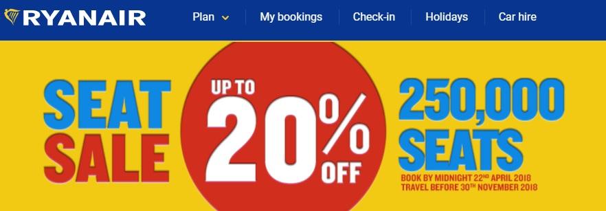 Знижки від Ryanair / Скріншот Знижки від Ryanair / Скріншот