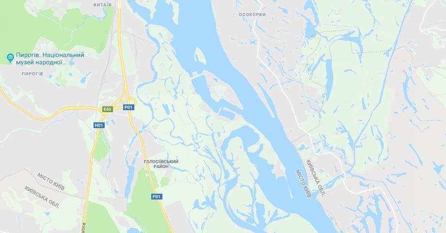 Водолазы обследуют Днепр возле острова Жукова и острова Казачий / Скриншот Google Maps