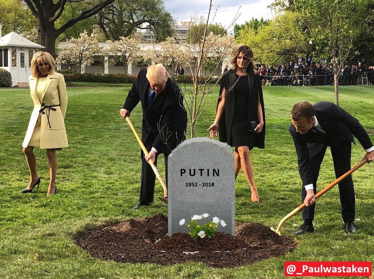Трамп и Макрон посадили дерево / фото twitter.com/NashaCanada