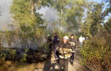 Столичні рятувальники ліквідовують пожежу на Трухановому острові (фото, відео)