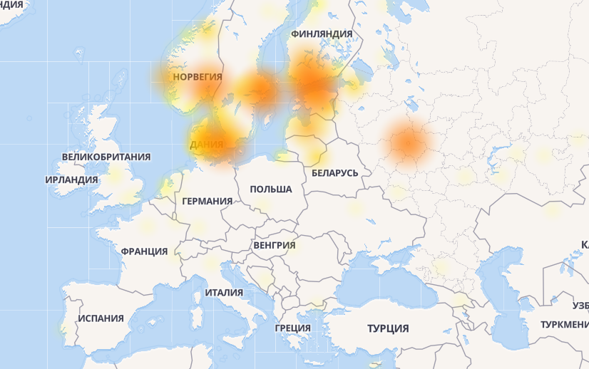 Карта сбоев интернета