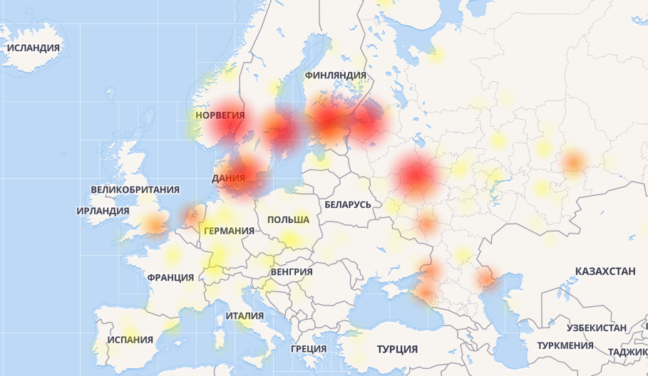 Карта сбоев интернета