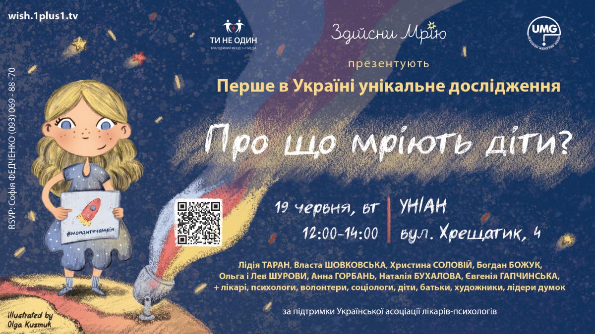 Рух “Здійсни мрію” презентує перше унікальне дослідження мрій українських дітей та оголошує старт арт-марафону #МояДитячаМрія Рух “Здійсни мрію” презентує перше унікальне дослідження мрій українських дітей та оголошує старт арт-марафону #МояДитячаМрія