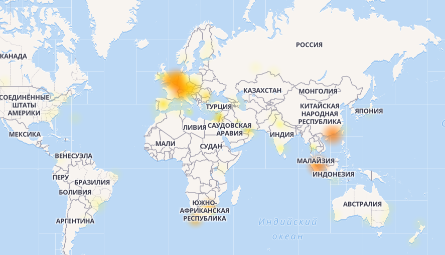 Карта збоїв Whatsapp / скріншот