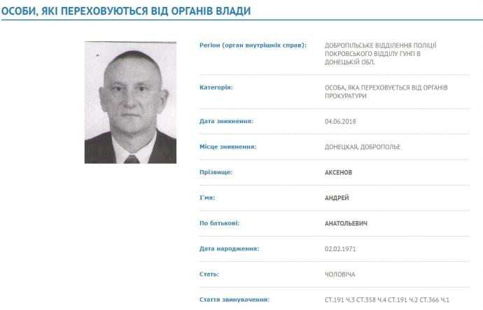 Мэра с Донетчины объявили в розыск / фото wanted.mvs.gov.ua Мэра с Донетчины объявили в розыск / фото wanted.mvs.gov.ua