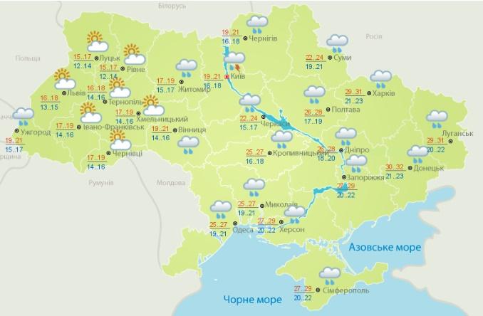 Прогноз погоди на 30 червня від Укргідрометцентру Прогноз погоди на 30 червня від Укргідрометцентру