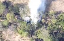 Ukrainian Volunteer Army chief Yarosh shares footage of drone strikes in Donbas