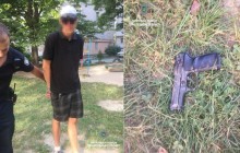 У Тернополі на дитячому майданчику патрульні затримали психічно хворого чоловіка з пістолетом (фото)