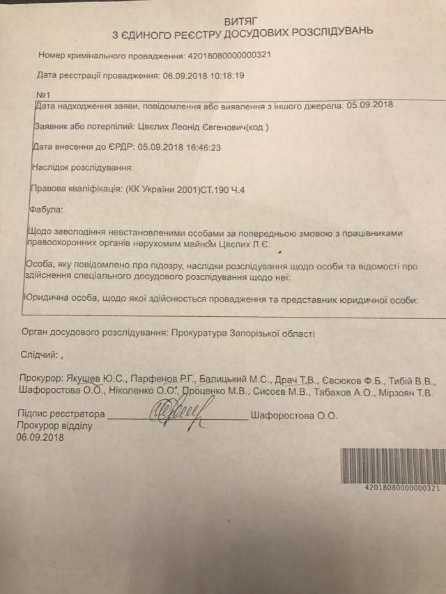 Прокуратурой Запорожской области открыто уголовное производство / фото subbota.ua Прокуратурой Запорожской области открыто уголовное производство / фото subbota.ua