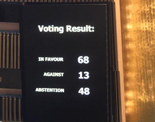 Против включения пункта в повестку дня проголосовали 13 стран / фото twitter.com/UKRinUN