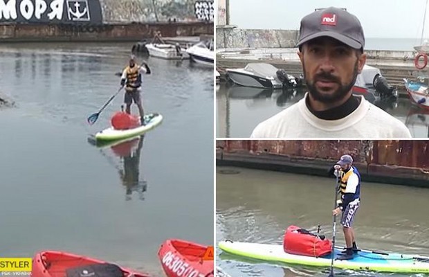 Украинский экстремал три недели плыл из Киева в Одессу на доске (видео)