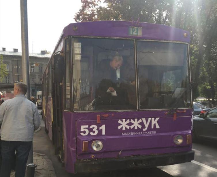 Во Львове коляска с ребенком застряла в дверях троллейбуса / Facebook - Святослав Товстыга