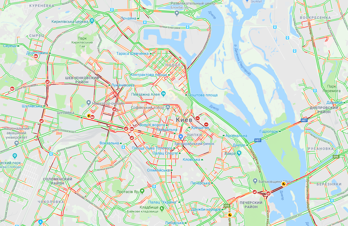 Пробки в Киеве / google.com.ua/maps
