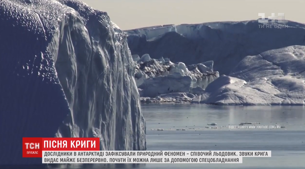 Вчені в Антарктиді записали "співи" льодовика / скріншот з відео ТСН